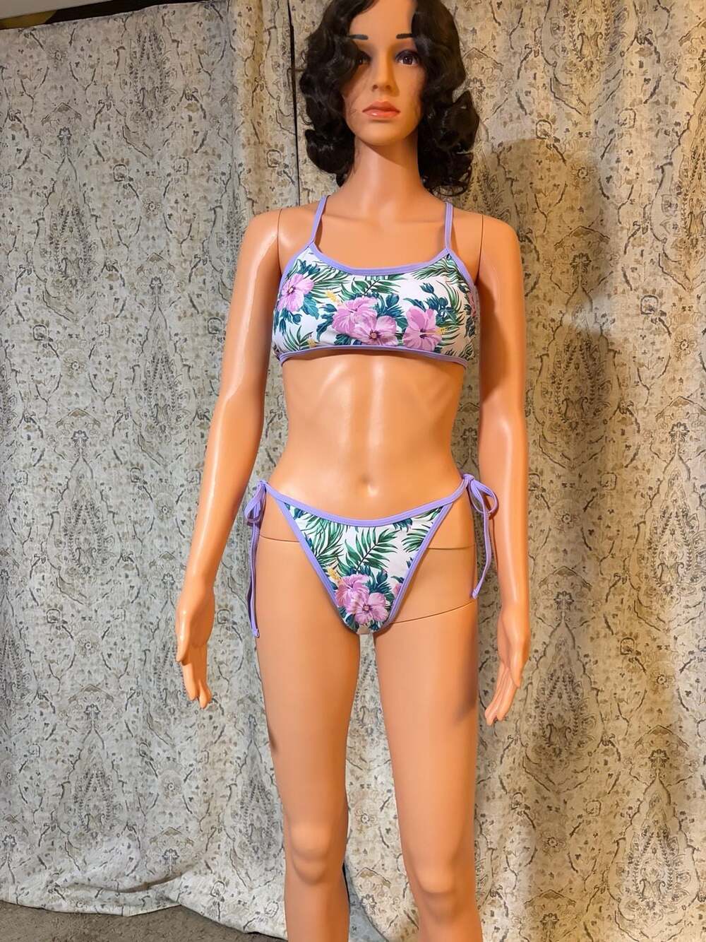 Rihoas Floral Hibiscus Print Bikini Set Size M